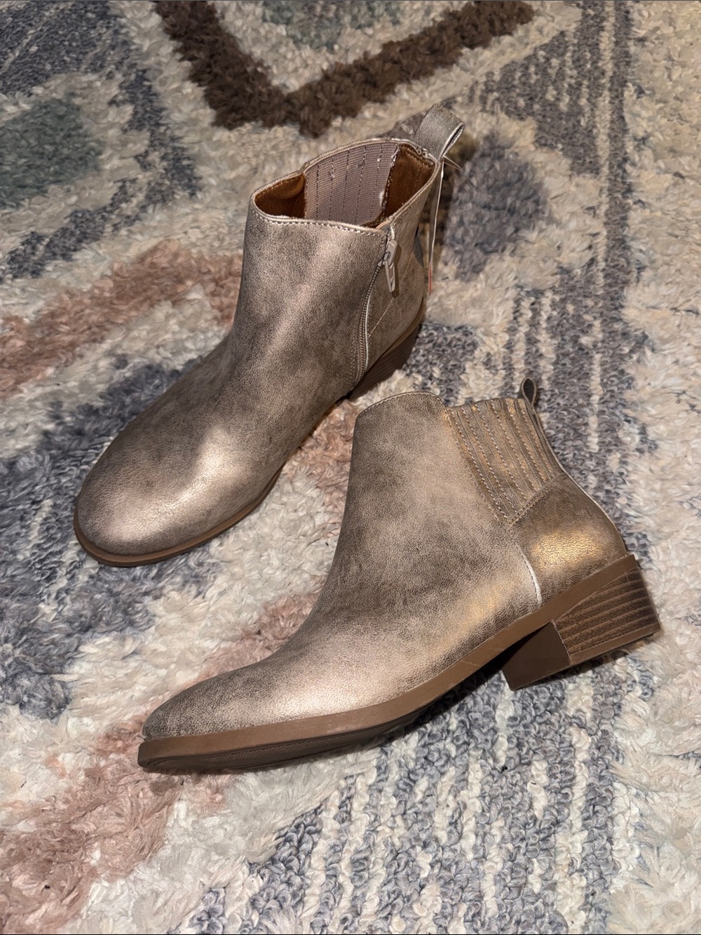 Wonder Nation Metallic Taupe Ankle Boot - Classic Side-Zip